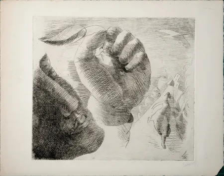 Acquaforte Survage - Composition surréaliste (J), 1913 - Hand-signed - Very scarce!