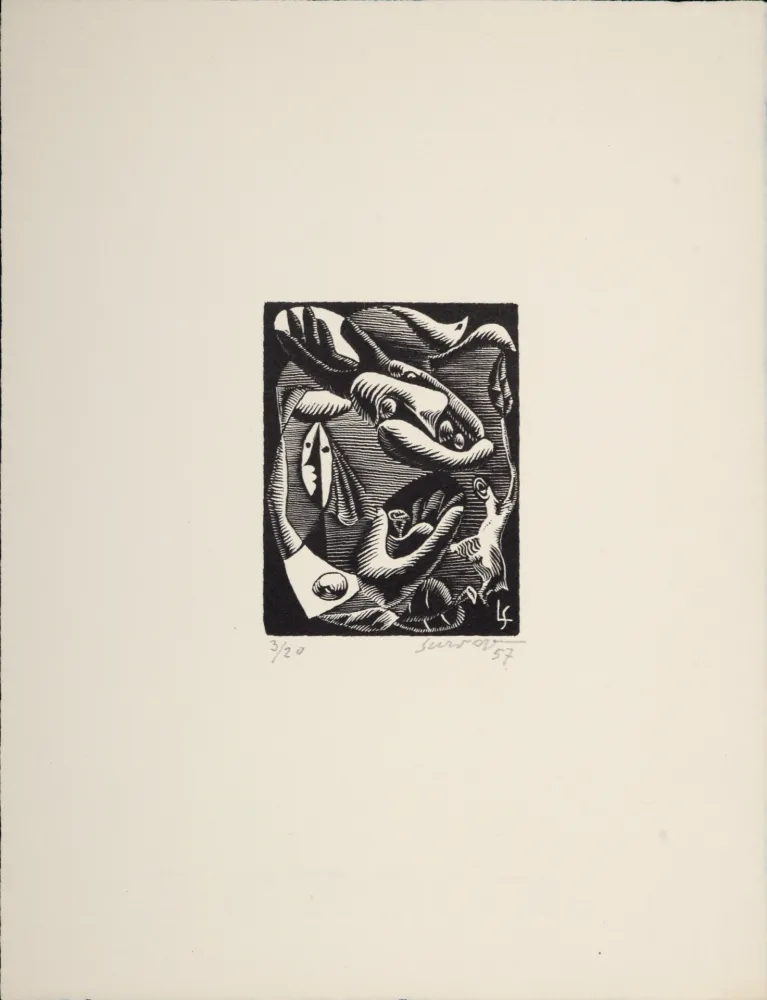 Incisione Su Legno Survage - Composition surréaliste XXV (1), 1957