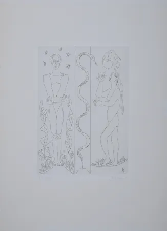 Incisione Survage - Jardin d'Eden : Adam et Eve, vers 1930 - Hand-signed