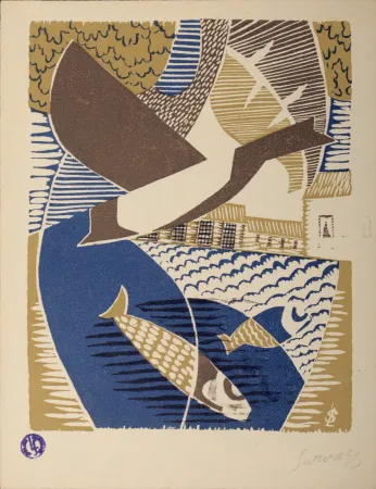 Incisione Su Legno Survage - Le château de l’Etang Rouge, 1926 - Hand-signed!