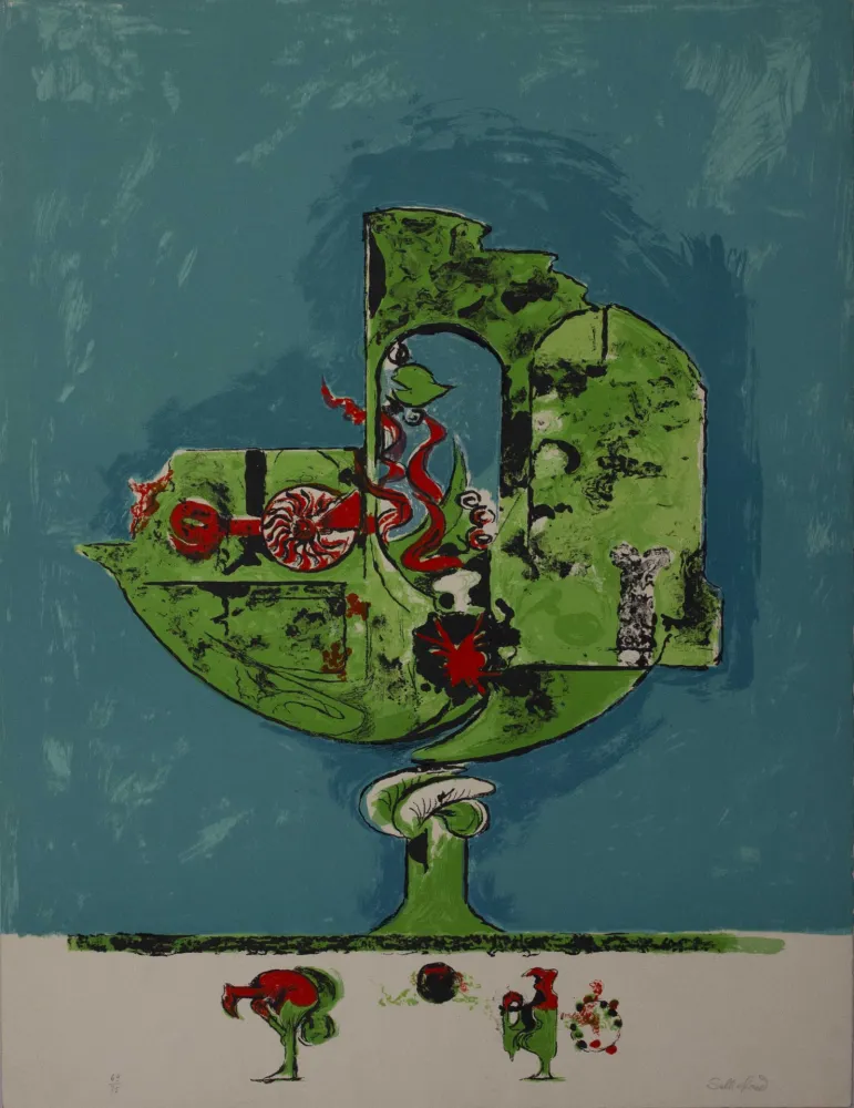 Litografia Sutherland - Flammes dans une forme de roche I