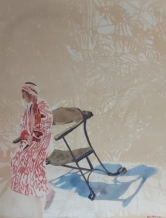 Litografia Szafran - Lilette à la chaise de Gaudi  (circa  2007/ 2010)