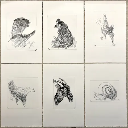 Incisione Tal Coat - (Pierre Lecuire) BESTIAIRE. 50 eaux-fortes et pointes sèches de Tal Coat - Suite barrée unique (1985)