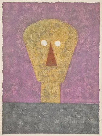 Incisione Tamayo - Cabez sobre fondo Rosa