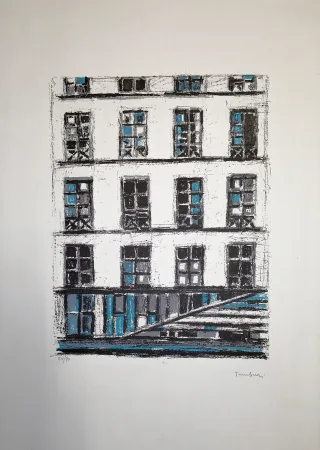 Litografia Tamburi - Finestre bianche