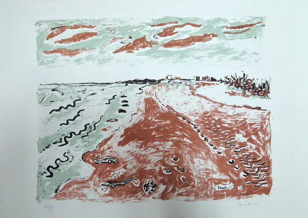 Litografia Tamburi - Paesaggio