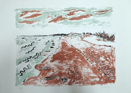 Litografia Tamburi - Paesaggio