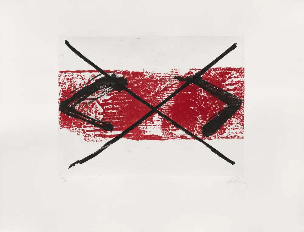 Incisione Tàpies - Bande rouge 