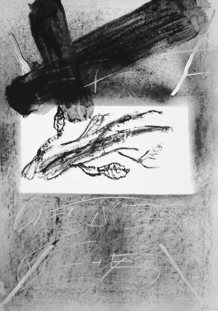 Litografia Tàpies - Branca i creu