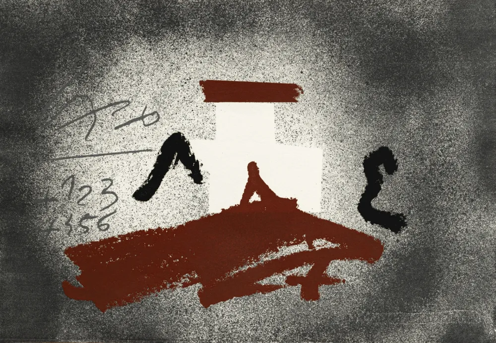 Incisione Tàpies - Croix blanche