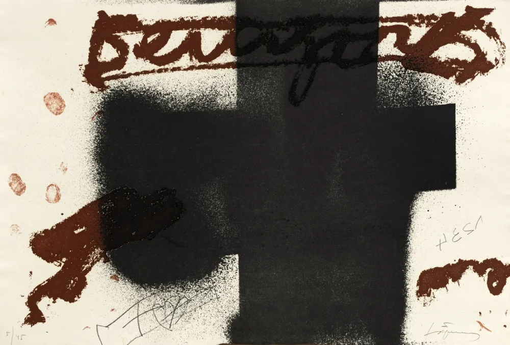 Incisione Tàpies - Croix noire