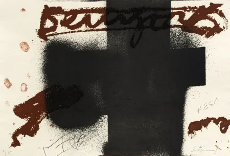 Incisione Tàpies - Croix noire
