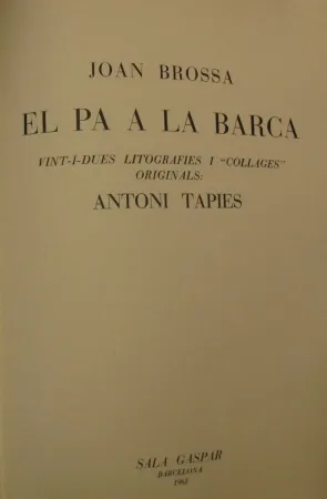 Libro Illustrato Tàpies - El Pa à la Barca
