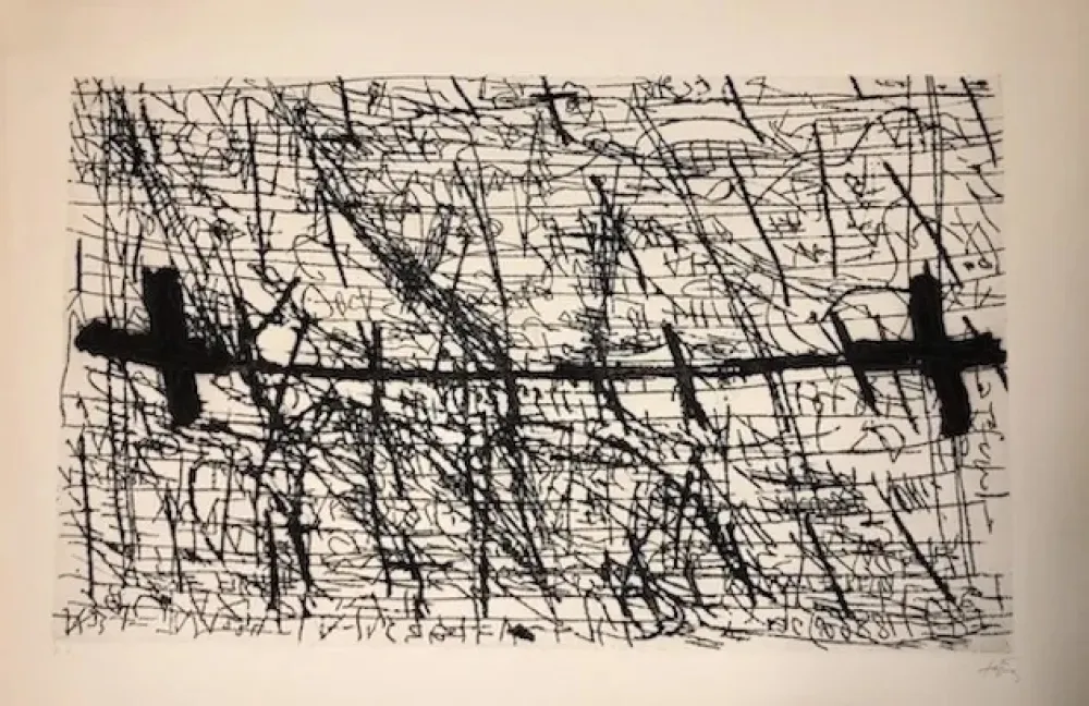 Acquaforte Tàpies - Graphismes et deux croix