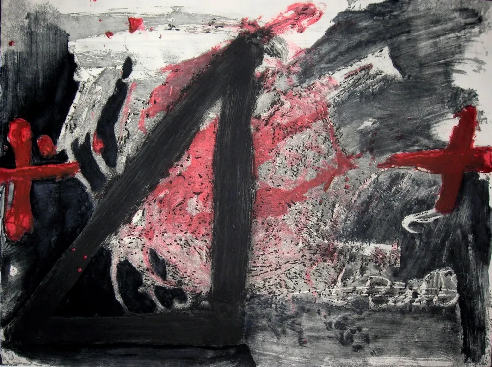 Acquaforte E Acquatinta Tàpies - Negre i Roig