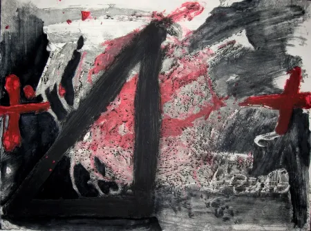 Acquaforte E Acquatinta Tàpies - Negre i Roig
