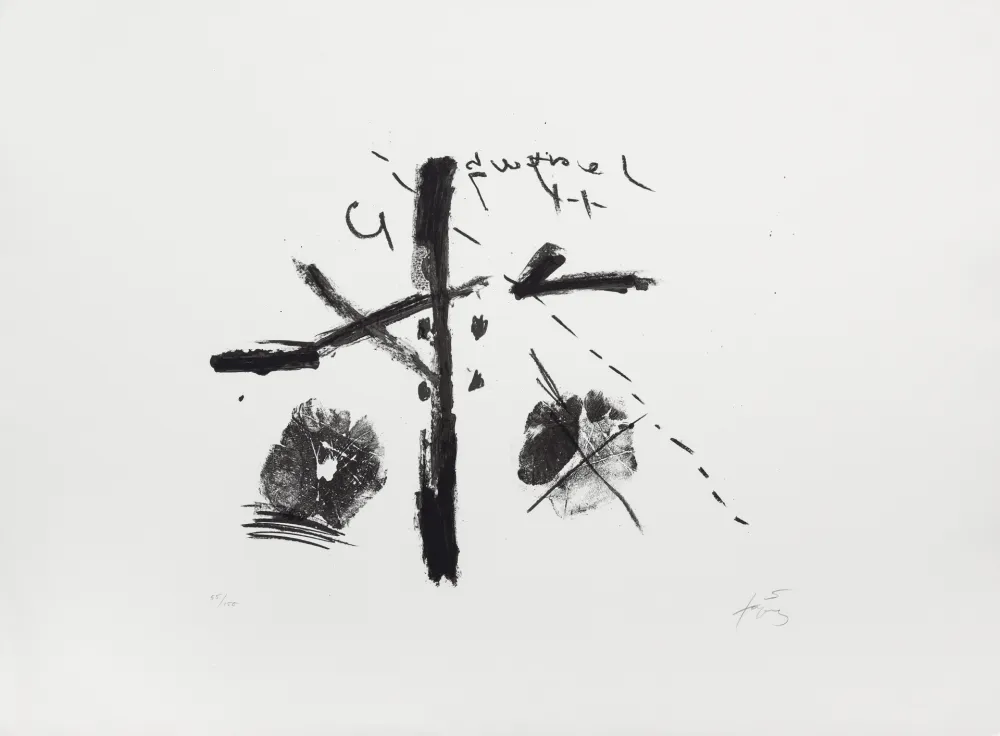 Litografia Tàpies - Noir/fond blanc