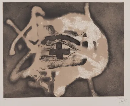 Acquaforte Tàpies - Pied et trait rouge