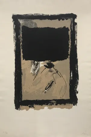 Incisione Tàpies - Rectangle Noir et Collage