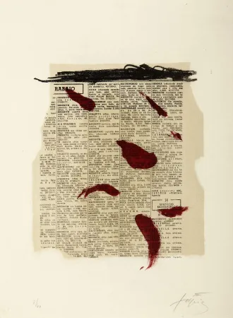 Litografia Tàpies - Taches Rouges au Journal