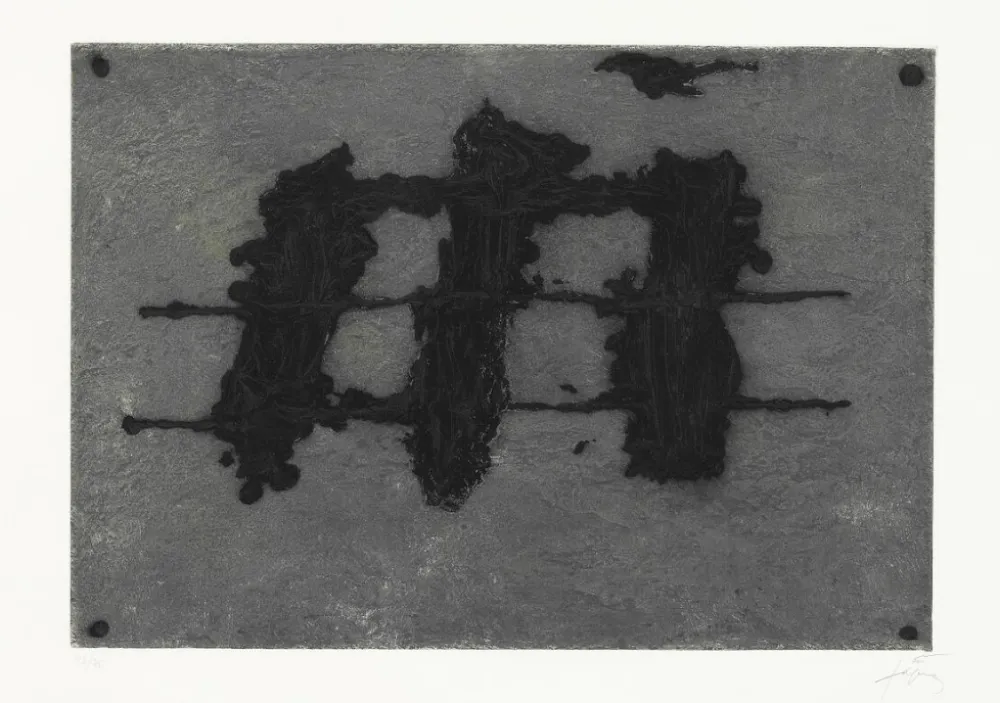 Acquaforte E Acquatinta Tàpies - Trois taches et trois lignes noires