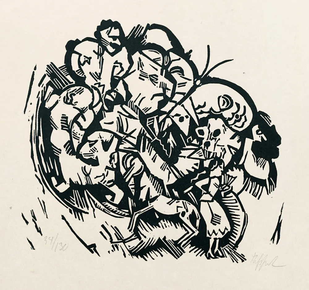 Incisione Su Legno Tappert - Paar und Traumtiere (Couple and Dream Animals)