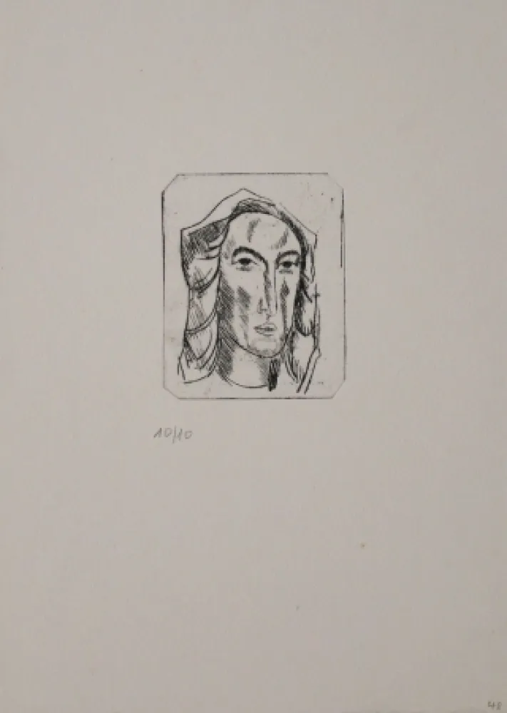 Incisione Tappert - Weiblicher Kopf mit Tuch