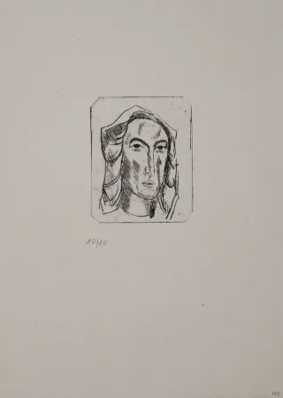 Incisione Tappert - Weiblicher Kopf mit Tuch