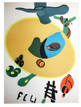 Litografia Telemaque - FEU. Lithographie avec gaufrage (1974)