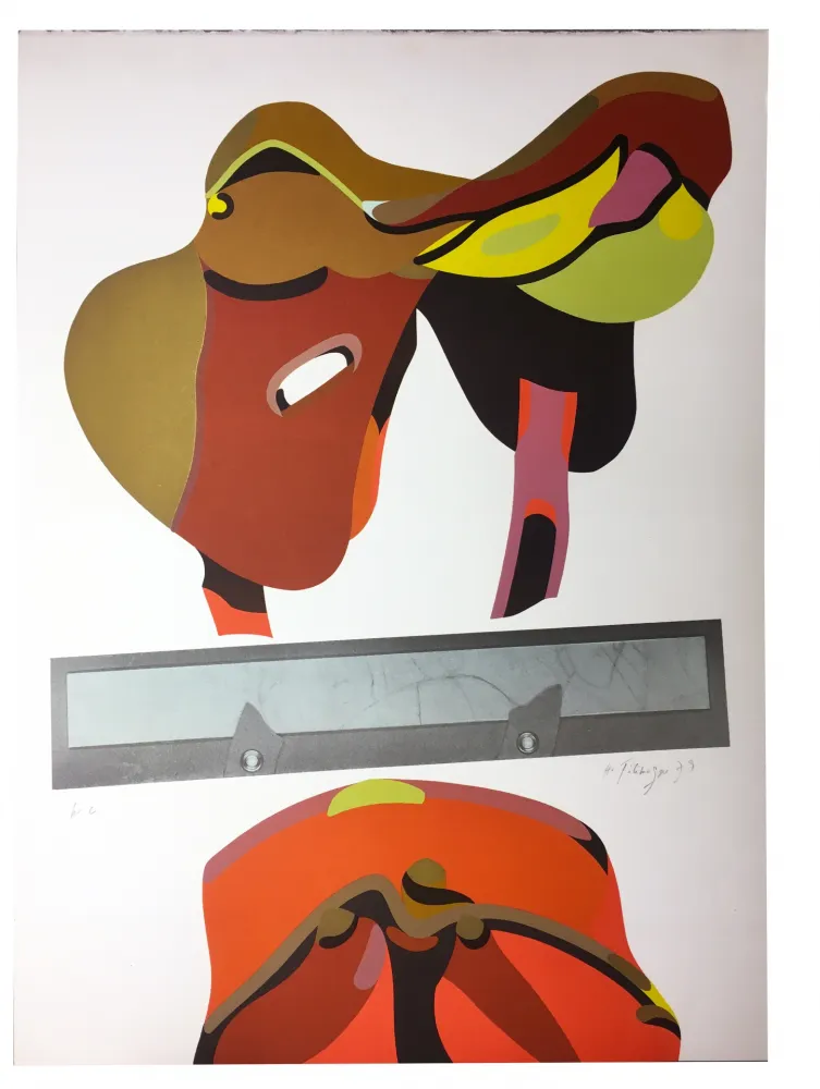 Litografia Telemaque - SELLE RÈGLE GRISE (1979).