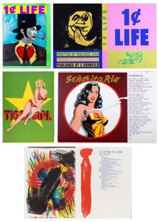 Libro Illustrato Ting - 1¢ LIFE (One Cent Life) by Walasse Ting. Warhol, Lichtenstein, Francis, Mitchell, Indiana, Ramos, Jorn… (1964)