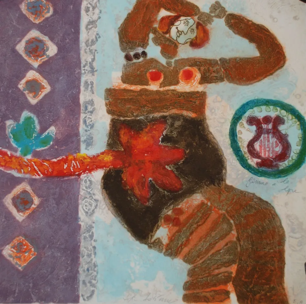 Incisione Tobiasse - Femme à la Lyre