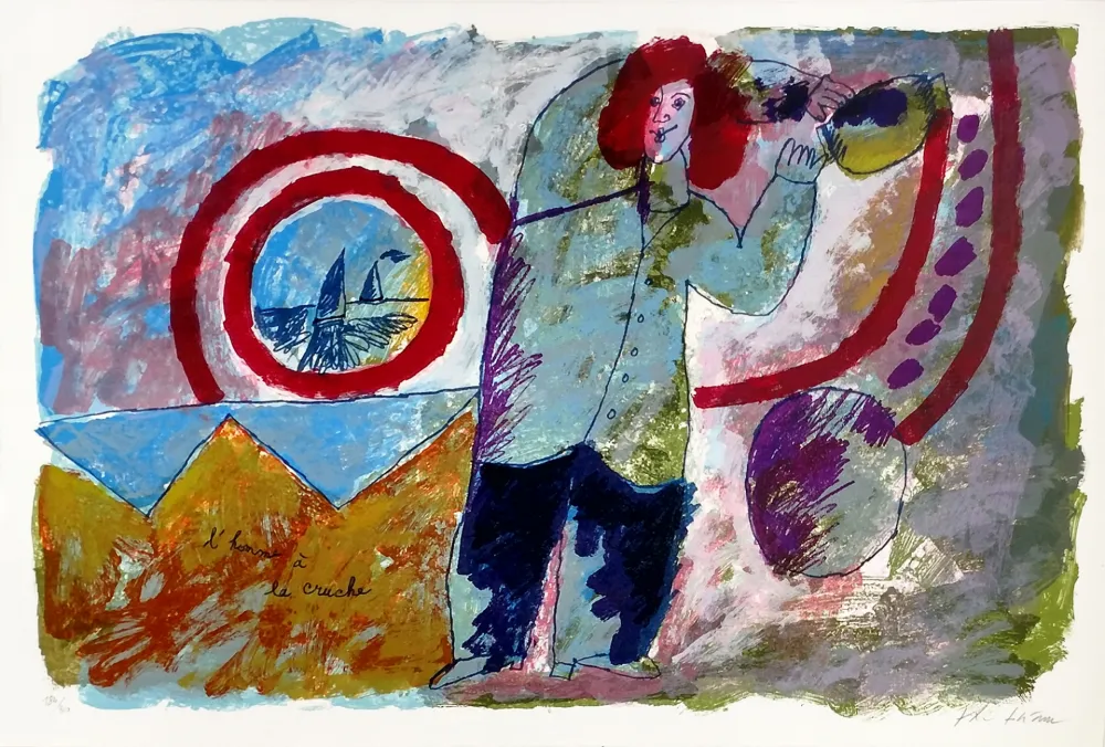 Litografia Tobiasse - L'HOMME A LA CRUCHE