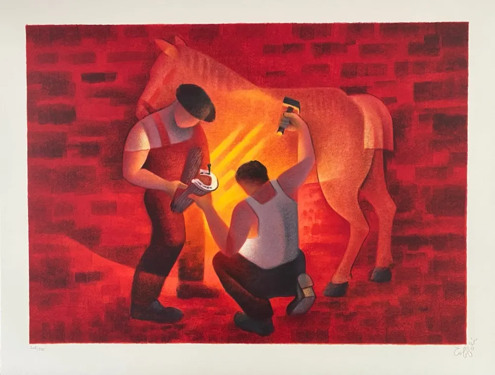 Litografia Toffoli - Le maréchal-ferrant