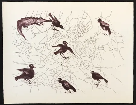 Incisione Toledo - Birds and Crocodile