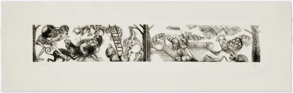 Incisione Toledo - Toads and Monkeys 