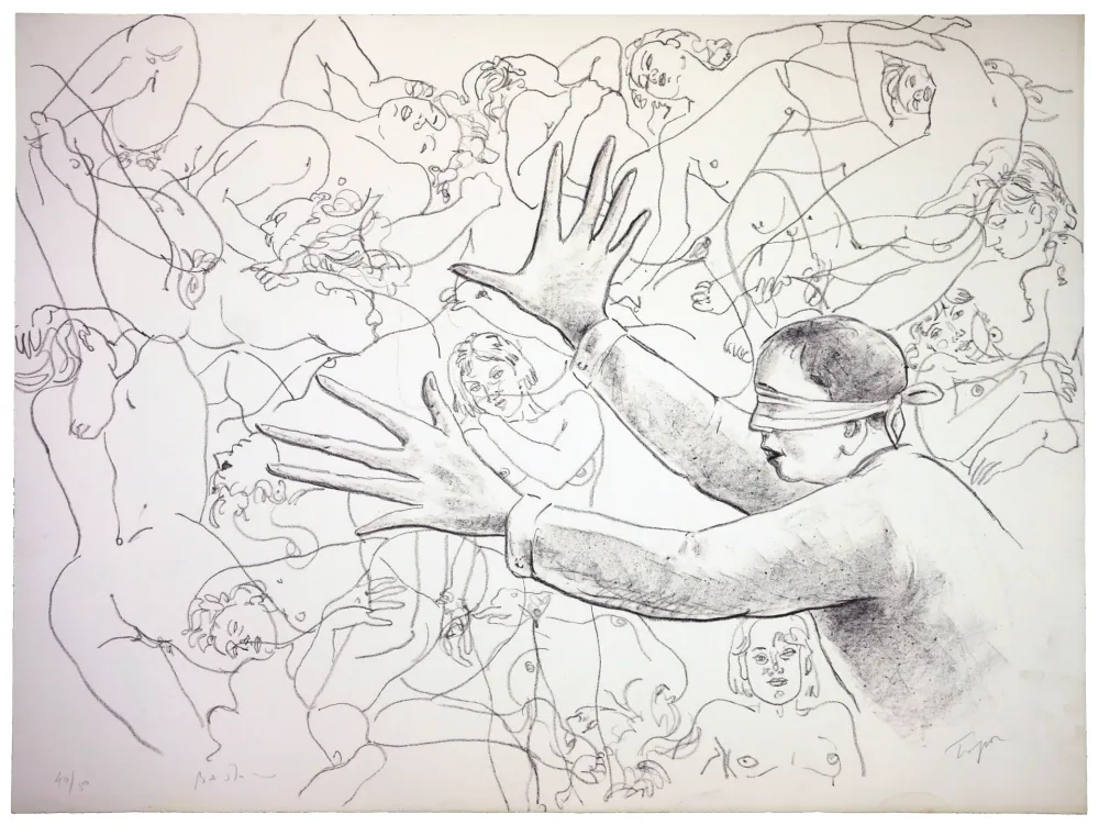 Litografia Topor - Colin Maillard