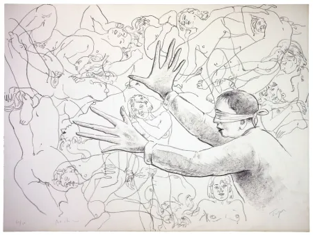 Litografia Topor - Colin Maillard