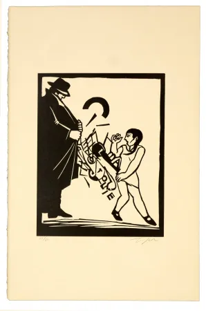 Linoincisione Topor - Exhibitionniste cubiste