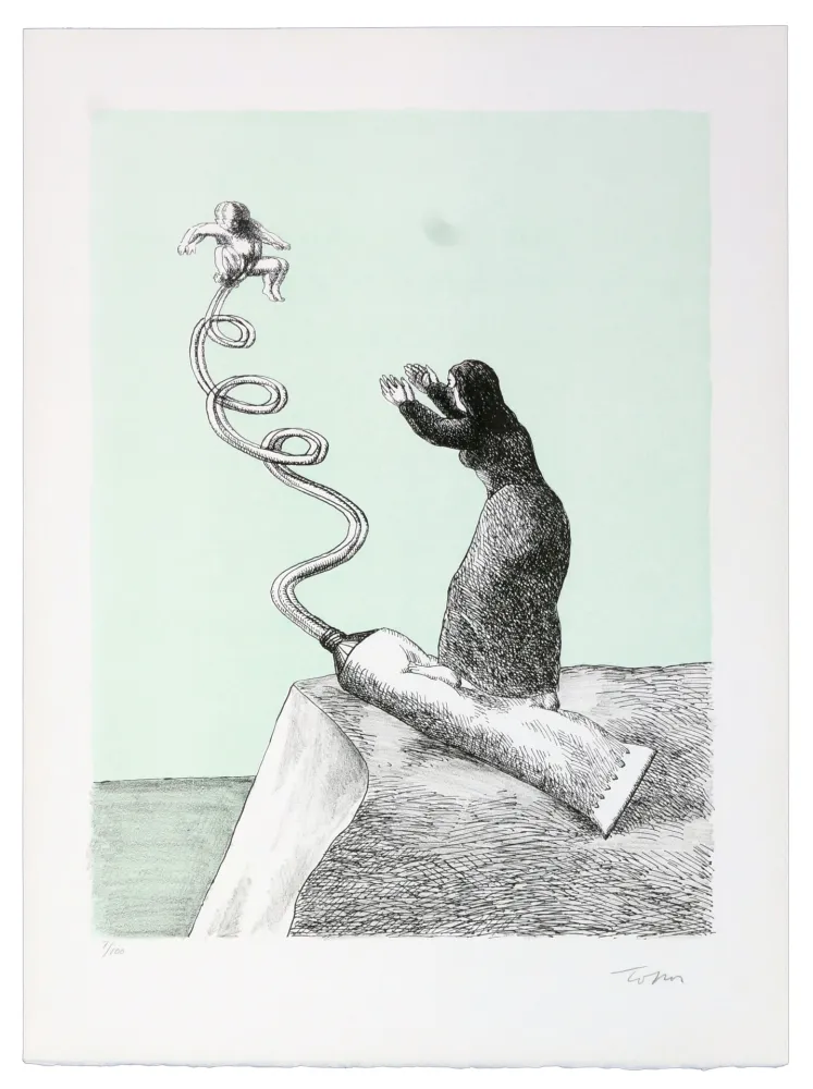 Litografia Topor - Fugue en tube mineur