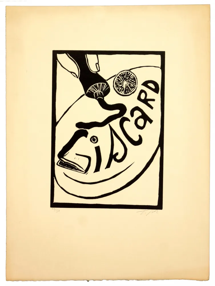 Linoincisione Topor - Giscard