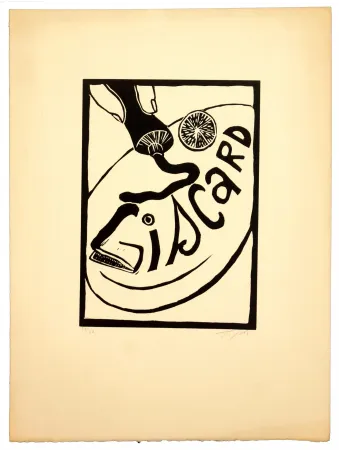 Linoincisione Topor - Giscard