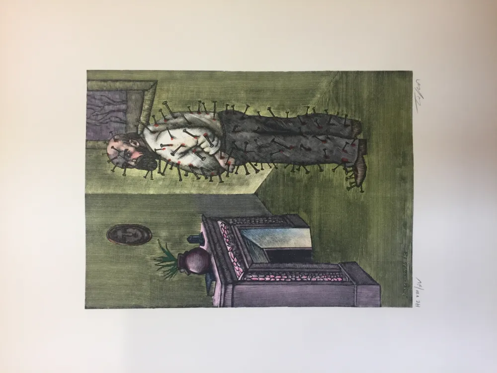 Incisione Topor - Histoire d'un fou