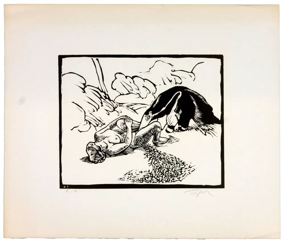 Linoincisione Topor - Le fourmillier