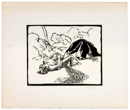 Linoincisione Topor - Le fourmillier