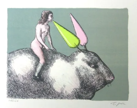 Litografia Topor - Le lapin