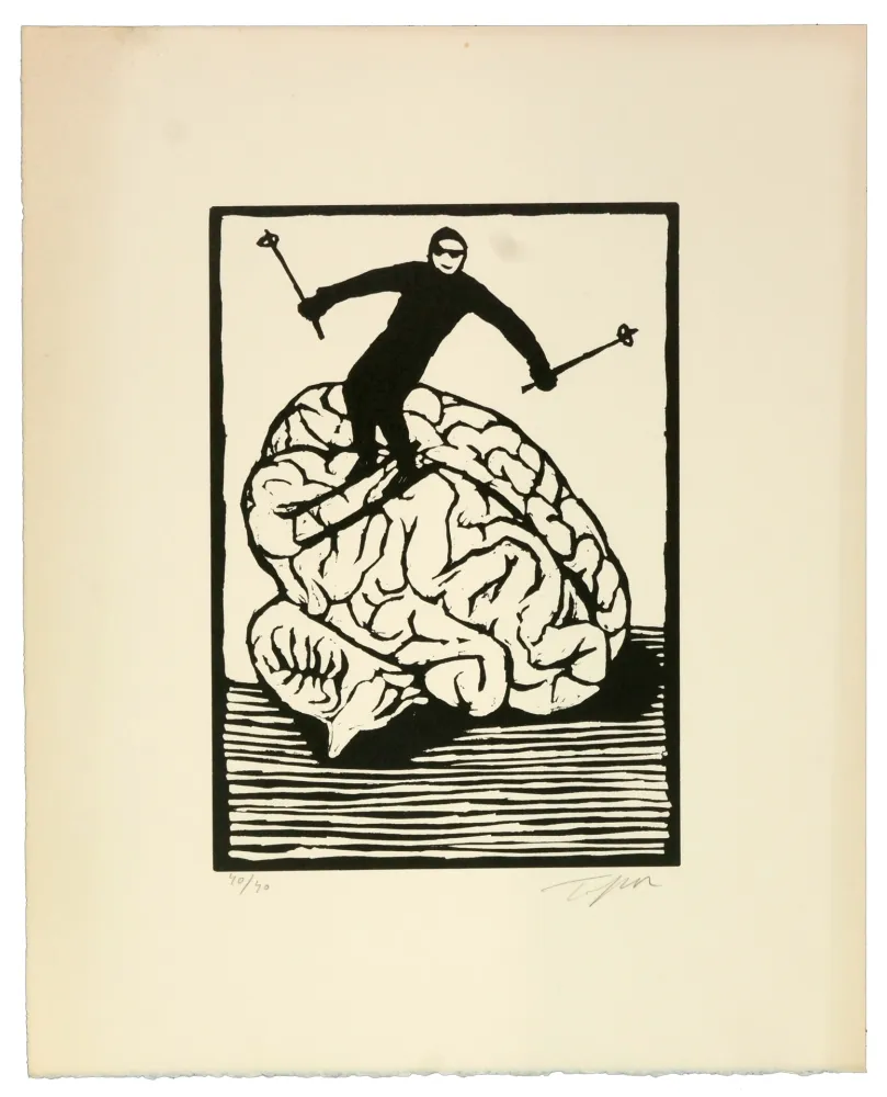 Linoincisione Topor - Le style lisse