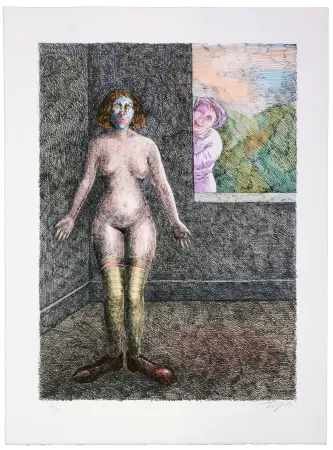 Litografia Topor - Le valet Silot installa, à Neuilly, chez son maître absent, une femme amusante, puis disparut, emportrant tout, sauf elle