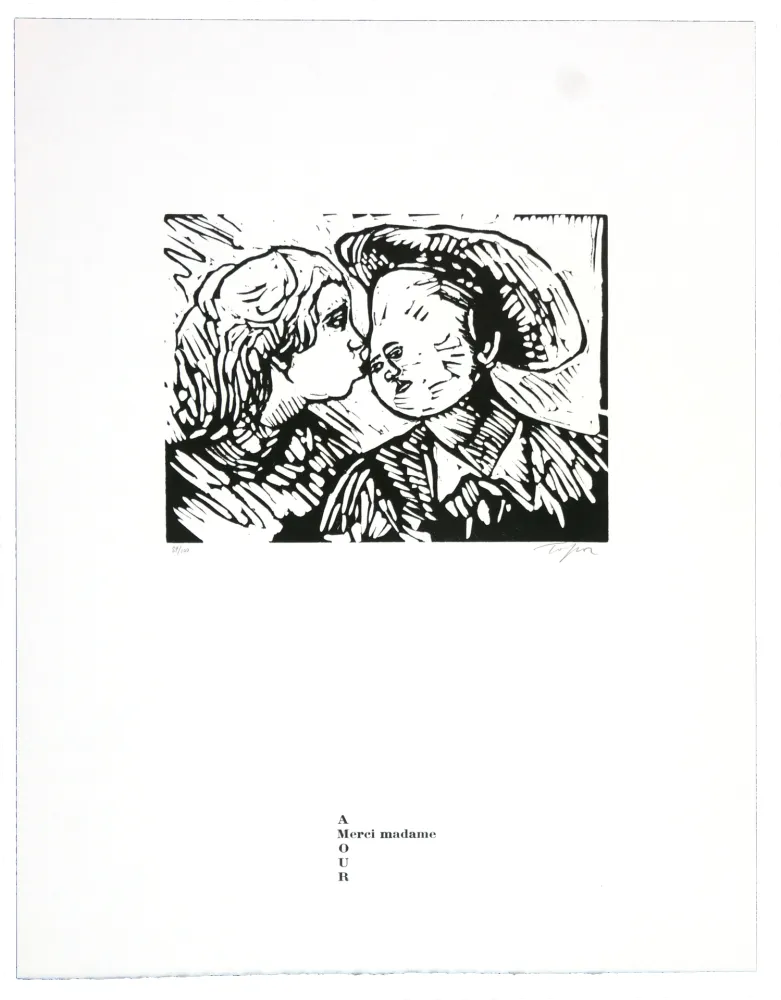 Linoincisione Topor - Merci madame