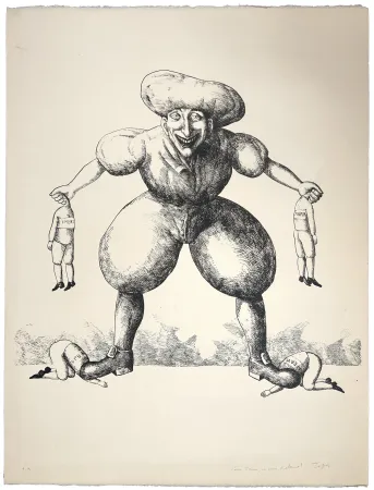 Litografia Topor - Panique